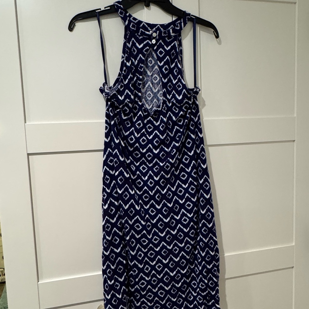 Loft Navy Batik Patterned Halter Swing Dress; Sma… - image 8